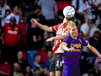 PSV player Olivier Boscagli and Go Ahead Eagles player Finn Stokkers during the match PSV vs. Go Ahead Eagles at the Philips Stadium for the...