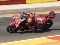 Francesco Bagnaia (Ita-Ducati Lenovo Team) participates in the Moto Grand Prix GoPro of Aragon Grand Prix Race MotoGP on Sunday at the Motor...