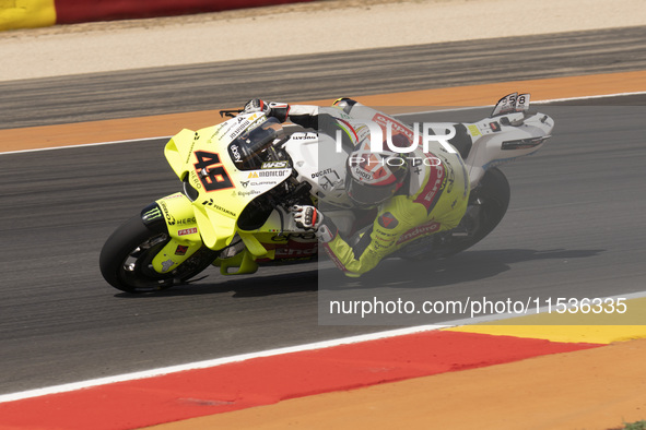 Fabio Di Giannantonio (Ita-VR46 Team Ducati) participates in the Moto Grand Prix GoPro of Aragon Grand Prix Race MotoGP on Sunday at the Mot...