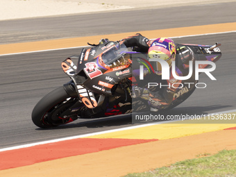 Aleix Espargaro (Spa-Aprilia Racing) participates in the Moto Grand Prix GoPro of Aragon Grand Prix Race MotoGP on Sunday at the Motorland c...