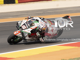 Johann Zarco (Fra-Honda LCR) participates in the Moto Grand Prix GoPro of Aragon Grand Prix Race MotoGP on Sunday at the Motorland circuit i...