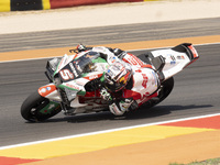 Johann Zarco (Fra-Honda LCR) participates in the Moto Grand Prix GoPro of Aragon Grand Prix Race MotoGP on Sunday at the Motorland circuit i...