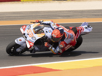 Marc Marquez (Spa-Gresini Racing Ducati) participates in the Moto Grand Prix GoPro of Aragon Grand Prix Race MotoGP on Sunday at the Motorla...