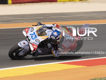 Alex Marquez (Spa-Gresini Racing Ducati) participates in the Moto Grand Prix GoPro of Aragon Grand Prix Race MotoGP on Sunday at the Motorla...