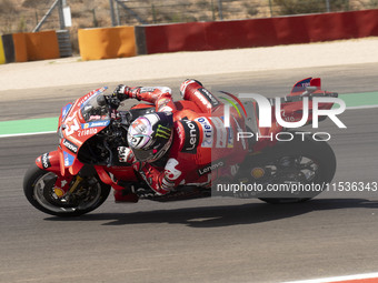 Enea Bastianini (Ita-Ducati Lenovo Team) participates in the Moto Grand Prix GoPro of Aragon Grand Prix Race MotoGP on Sunday at the Motorla...