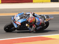 Raul Fernandez (Spa-Aprilia Racing) participates in the Moto Grand Prix GoPro of Aragon Grand Prix Race MotoGP on Sunday at the Motorland ci...