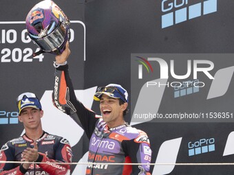 Jorge Martin (Spa-Pramac Racing Ducati) participates in the Moto Grand Prix GoPro of Aragon Grand Prix Race MotoGP on Sunday at the Motorlan...