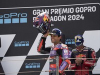 Jorge Martin (Spa-Pramac Racing Ducati) participates in the Moto Grand Prix GoPro of Aragon Grand Prix Race MotoGP on Sunday at the Motorlan...