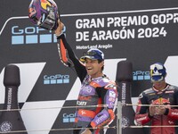 Jorge Martin (Spa-Pramac Racing Ducati) participates in the Moto Grand Prix GoPro of Aragon Grand Prix Race MotoGP on Sunday at the Motorlan...