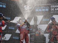 Marc Marquez (Spa-Gresini Racing Ducati) participates in the Moto Grand Prix GoPro of Aragon Grand Prix Race MotoGP on Sunday at the Motorla...