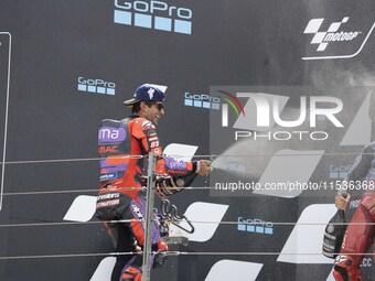 Jorge Martin (Spa-Pramac Racing Ducati) participates in the Moto Grand Prix GoPro of Aragon Grand Prix Race MotoGP on Sunday at the Motorlan...