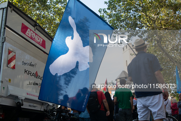 A few hundred people take part in an anti-war demonstration against government policy toward the war and demand peace in Cologne, Germany, o...