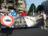 A few hundred people take part in an anti-war demonstration against government policy toward the war and demand peace in Cologne, Germany, o...