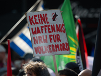 A few hundred people take part in an anti-war demonstration against government policy toward the war and demand peace in Cologne, Germany, o...