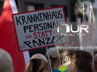 A few hundred people take part in an anti-war demonstration against government policy toward the war and demand peace in Cologne, Germany, o...