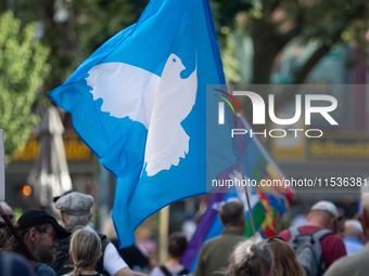 A few hundred people take part in an anti-war demonstration against government policy toward the war and demand peace in Cologne, Germany, o...