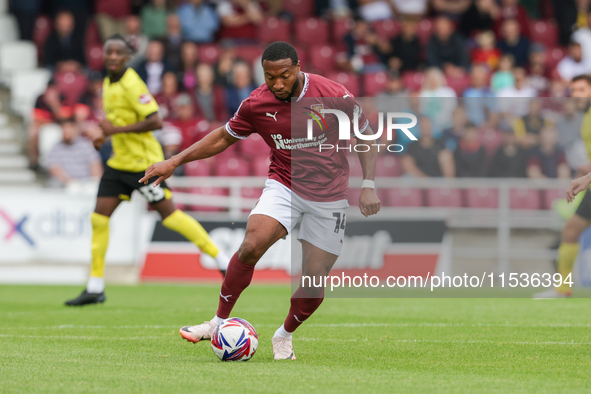 Northampton Town's Ali Koiki during the first half of the Sky Bet League 1 match between Northampton Town and Burton Albion at the PTS Acade...