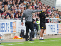 Northampton Town's manager Jon Brady during the first half of the Sky Bet League 1 match between Northampton Town and Burton Albion at the P...