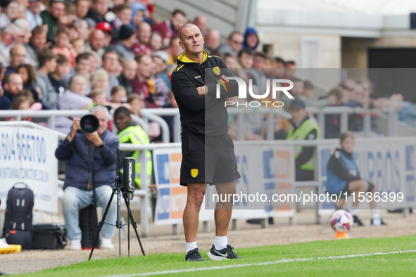 Burton Albion's manager Mark Robinson during the first half of the Sky Bet League 1 match between Northampton Town and Burton Albion at the...