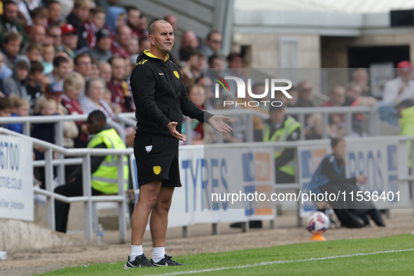 Burton Albion's manager Mark Robinson during the second half of the Sky Bet League 1 match between Northampton Town and Burton Albion at the...