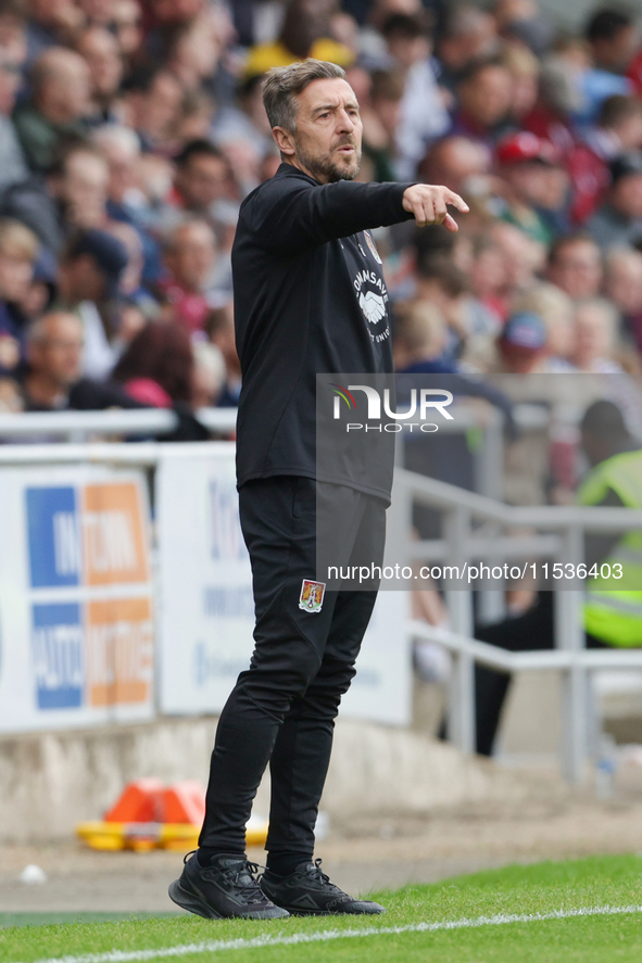 Northampton Town's manager Jon Brady during the second half of the Sky Bet League 1 match between Northampton Town and Burton Albion at the...