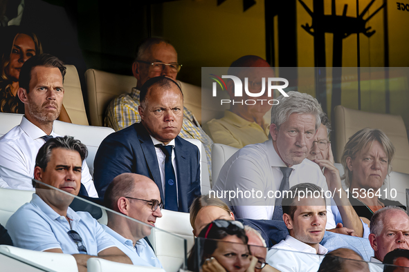 PSV director Earnest Stewart and Marcel Brands attend the match between PSV and Go Ahead Eagles at the Philips Stadium for the Dutch Eredivi...