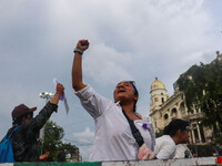 Students shout slogans during a rally in Kolkata, India, on September 1, 2024, demanding punishment for the accused involved in the rape and...