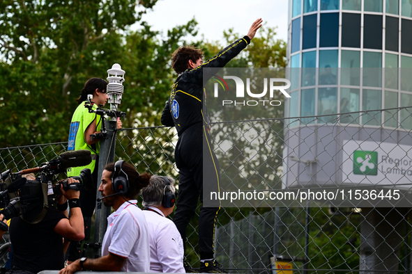 Charles Leclerc of Scuderia Ferrari celebrates his victory during the race of the Italian GP, the 16th round of the Formula 1 World Champion...