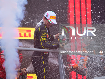 Charles Leclerc of Scuderia Ferrari celebrates his victory during the race of the Italian GP, the 16th round of the Formula 1 World Champion...