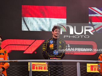 Charles Leclerc of Scuderia Ferrari celebrates his victory during the race of the Italian GP, the 16th round of the Formula 1 World Champion...