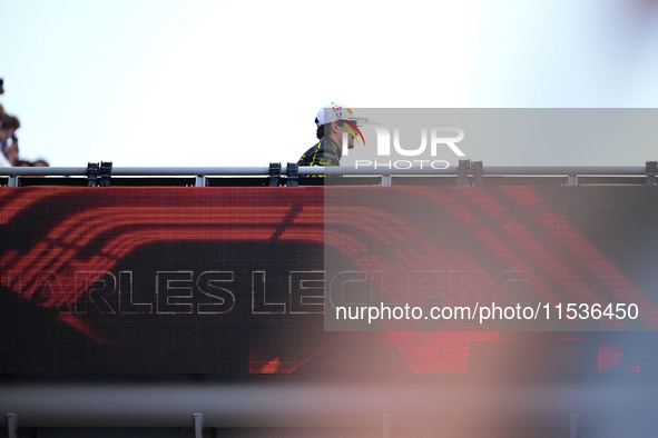 Charles Leclerc of Scuderia Ferrari celebrates his victory during the race of the Italian GP, the 16th round of the Formula 1 World Champion...