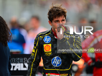 Charles Leclerc of Scuderia Ferrari celebrates his victory during the race of the Italian GP, the 16th round of the Formula 1 World Champion...