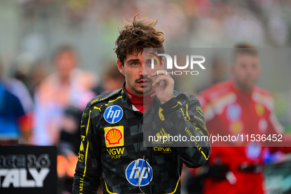 Charles Leclerc of Scuderia Ferrari celebrates his victory during the race of the Italian GP, the 16th round of the Formula 1 World Champion...