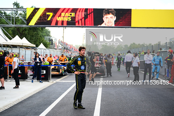 Charles Leclerc of Scuderia Ferrari celebrates his victory during the race of the Italian GP, the 16th round of the Formula 1 World Champion...