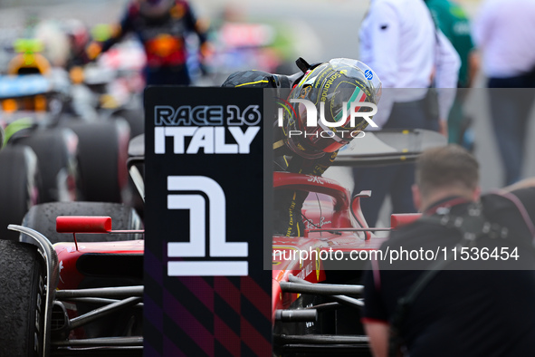 Charles Leclerc of Scuderia Ferrari celebrates his victory during the race of the Italian GP, the 16th round of the Formula 1 World Champion...