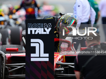 Charles Leclerc of Scuderia Ferrari celebrates his victory during the race of the Italian GP, the 16th round of the Formula 1 World Champion...