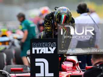 Charles Leclerc of Scuderia Ferrari celebrates his victory during the race of the Italian GP, the 16th round of the Formula 1 World Champion...