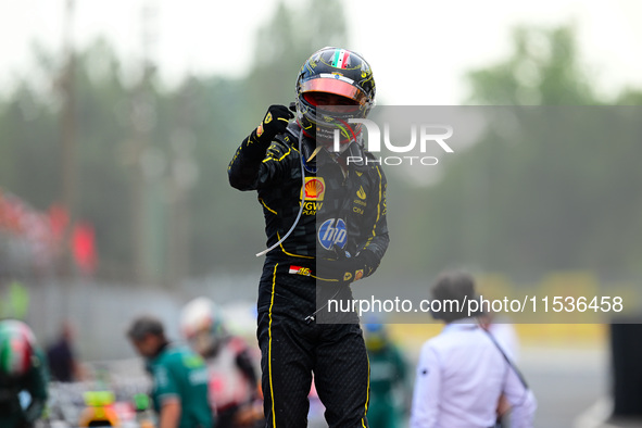 Charles Leclerc of Scuderia Ferrari celebrates his victory during the race of the Italian GP, the 16th round of the Formula 1 World Champion...