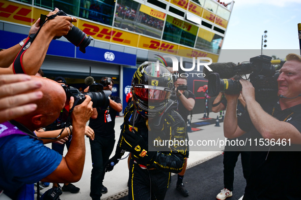 Charles Leclerc of Scuderia Ferrari celebrates his victory during the race of the Italian GP, the 16th round of the Formula 1 World Champion...