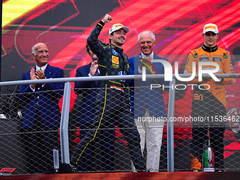 Charles Leclerc of Scuderia Ferrari celebrates his victory during the race of the Italian GP, the 16th round of the Formula 1 World Champion...