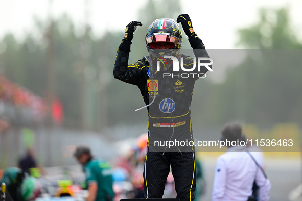 Charles Leclerc of Scuderia Ferrari celebrates his victory during the race of the Italian GP, the 16th round of the Formula 1 World Champion...