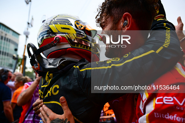 Charles Leclerc of Scuderia Ferrari celebrates his victory during the race of the Italian GP, the 16th round of the Formula 1 World Champion...