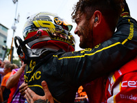 Charles Leclerc of Scuderia Ferrari celebrates his victory during the race of the Italian GP, the 16th round of the Formula 1 World Champion...