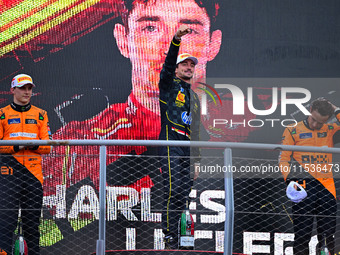 Charles Leclerc of Scuderia Ferrari celebrates his victory during the race of the Italian GP, the 16th round of the Formula 1 World Champion...