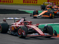 Charles Leclerc of Monaco drives the (16) Scuderia Ferrari SF-24 Ferrari during the race of the Formula 1 Pirelli Gran Premio d'Italia 2024...