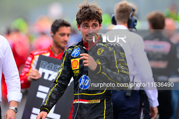 Charles Leclerc of Scuderia Ferrari celebrates his victory during the race of the Italian GP, the 16th round of the Formula 1 World Champion...