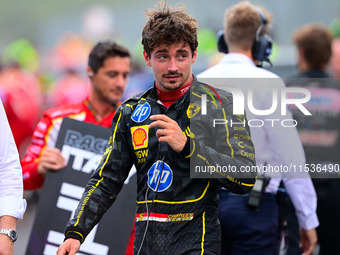 Charles Leclerc of Scuderia Ferrari celebrates his victory during the race of the Italian GP, the 16th round of the Formula 1 World Champion...