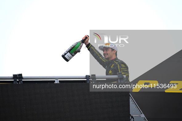 Charles Leclerc of Scuderia Ferrari celebrates his victory during the race of the Italian GP, the 16th round of the Formula 1 World Champion...