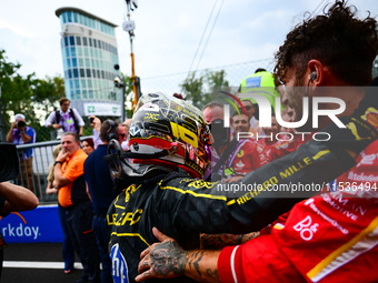 Charles Leclerc of Scuderia Ferrari celebrates his victory during the race of the Italian GP, the 16th round of the Formula 1 World Champion...