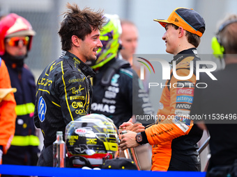 Charles Leclerc of Scuderia Ferrari celebrates his victory during the race of the Italian GP, the 16th round of the Formula 1 World Champion...